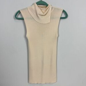 Theory Ivory Merino Wool Sleeveless Ribbed Sweater S